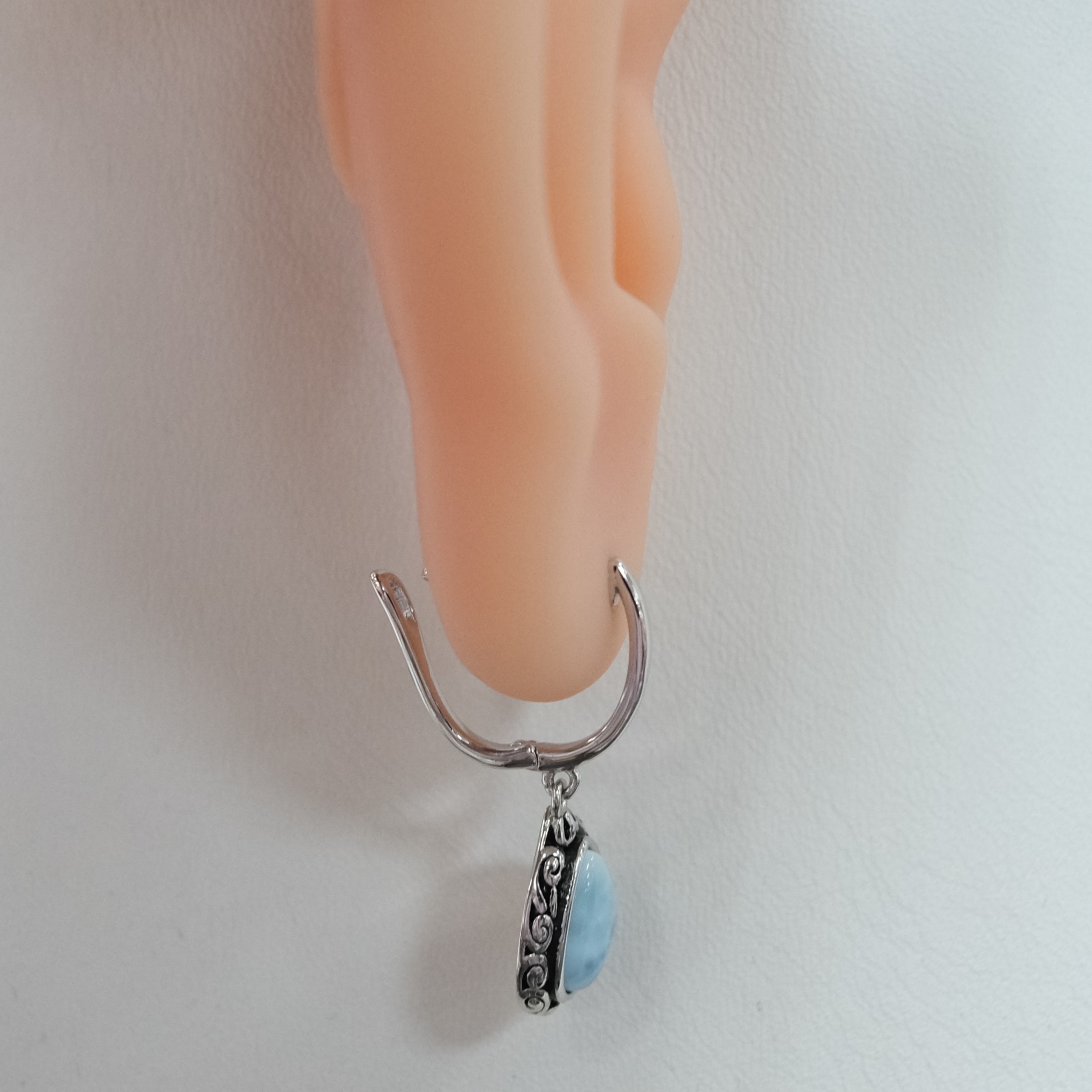 Серебряные серьги с ларимарами